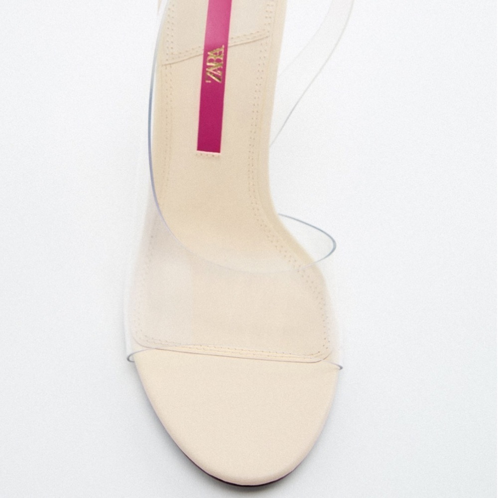 ZARA HIGH HEELED VINYL SANDALS SZ 9 and 8 - Picture 2 of 7